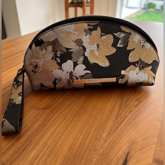 JACK FRENCH LONDON Leather Wristlet Bag Floral Metallic Event Occasion Evening - Picture 1 of 12